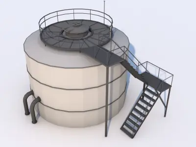 Industrial Storage Tank Low-poly 3D model