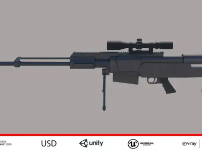 Accuracy International AS50 Low-poly 3D model