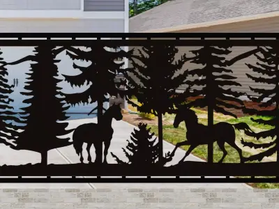 Two-Horses 2 - 30x60-cm - dxf file - laser cut 3D model