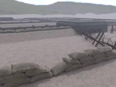 Lowpoly Modular War Trenches Kit Low-poly 3D model