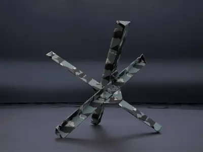 Military Czech hedgehog - anti-tank barrier Low-poly 3D model