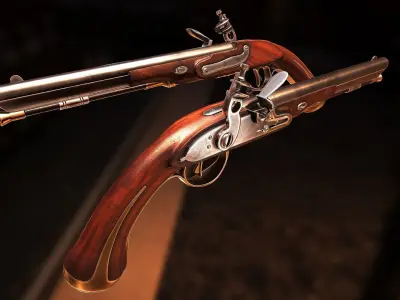 PBR Flintlock pistol Low-poly 3D model