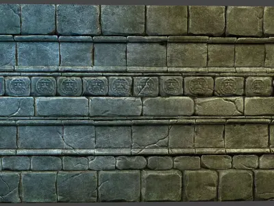 Aztec Wall Low-poly 3D model