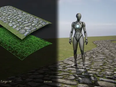 Country roads 01 - Dynamic medieval roads set Low-poly 3D model