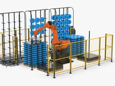 Automatic Robot Bobbin Loading Workstation 3D model