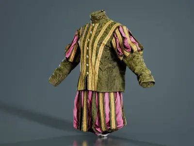 Triangle Decorated Historic Costume Low-poly 3D model