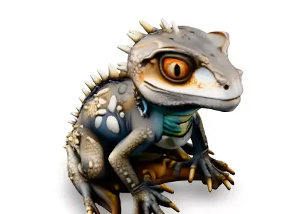 Stylized Mountain Horned Dragon Lizard Low-poly 3D model