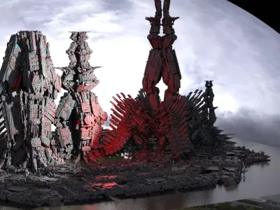 Robot Tower architecture Kit bash 3D model