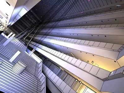 Fancy Nightlife Shopping Centre With Color Lights And Stores ... 3D model