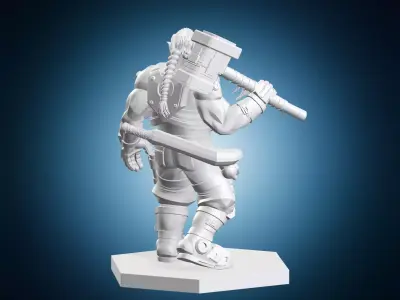 Sylvester Einzelkampfer Futuristic Mercenary With Hammer 3D print model