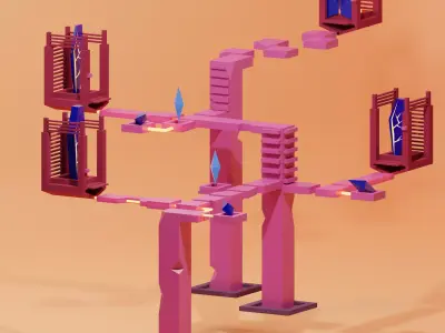 Temple 6 - Christal Temple Low-poly 3D model