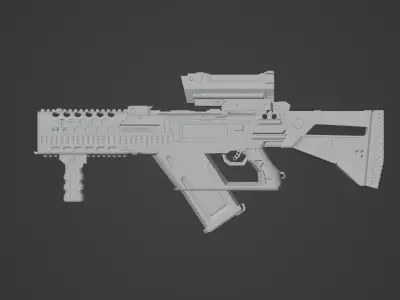 Assault Riffle Concept Low-poly 3D model