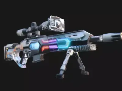 Cyberpunk Sci-Fi Sniper Rifle - Game Ready PBR Low-poly 3D model