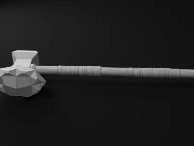 Minimalistic fantasy hammer 5 Free low-poly 3D model