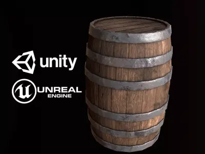 Barrel - PBR Game Ready wooden Low-poly 3D model