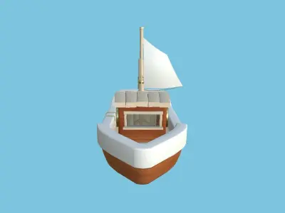 Cartoon Boat 10 - Wood Luxury - Low Poly Ship Low-poly 3D model