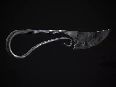 Medieval Iron Twisted Dagger Low-poly 3D model