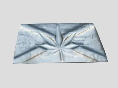 Jamaican flag with cannabis leaf Low-poly 3D model