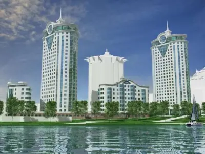 8 Storey Apartment Building 3D model 3D model