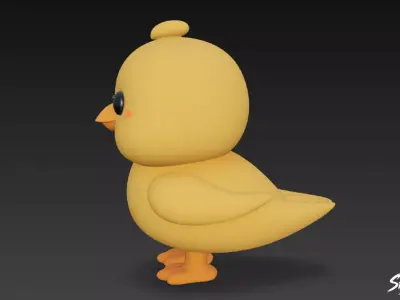 Cartoon Plush Chick Low-poly 3D model