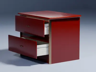 Red bedside table Free low-poly 3D model