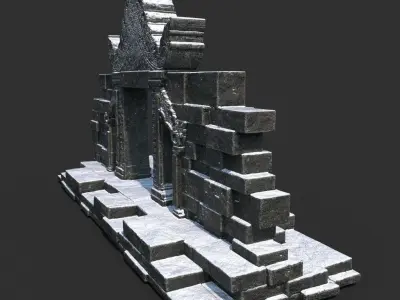 Low poly Snow Ruin Asia Temple Pack Low-poly 3D model