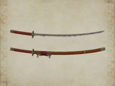 Stylized katana demon sword Low-poly 3D model