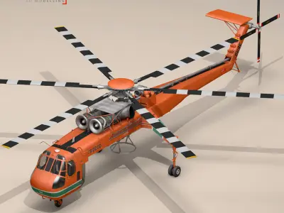 S-64E and S-64F Skycrane 3D model