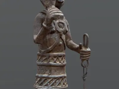 Gong Bell Carrier Benin Bronzes Low-poly 3D model