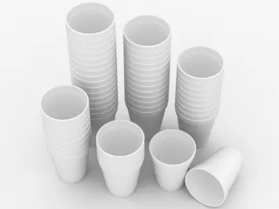 Styrofoam Cups (Pose 2) 3D model