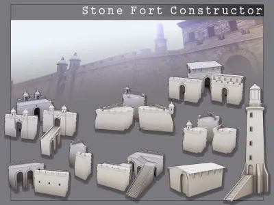 Stone Fort Constructor Low-poly 3D model
