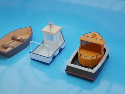 Low-Poly Boat Pack Low-poly 3D model