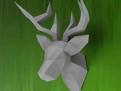 Deer trophy  PDF papercraft DIY origami template low poly 3D model