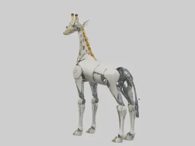 Robot version of a robot giraffe model Low-poly 3D model