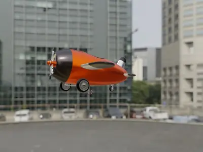 Cute Aeroplan Cartoon low poly 3d model Low-poly 3D model