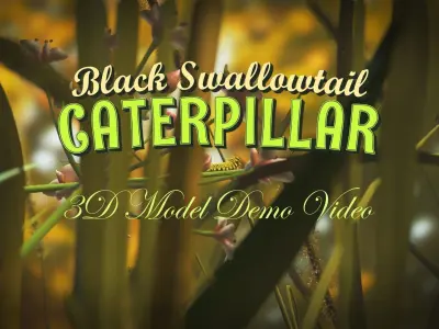 Siesta Swallowtail Caterpillar Low-poly 3D model
