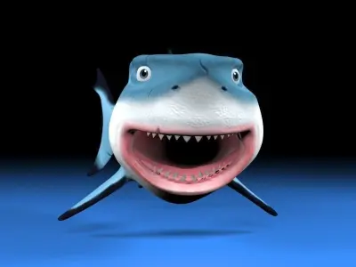 Cartoon blue shark Low-poly 3D model