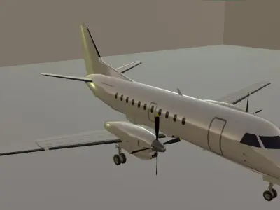 SAAB 340 and 3D Cockpit low poly model with generic livery Low-poly 3D model