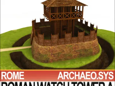 Roman Watch Tower Scene with Interiors A 3D model