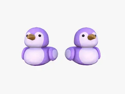 Slippers J06 Purple Bird - Costume Character Design Low-poly 3D model