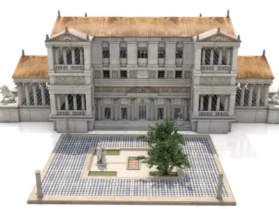 Modular Classical Building with Interiors Architecture PBR 3D model