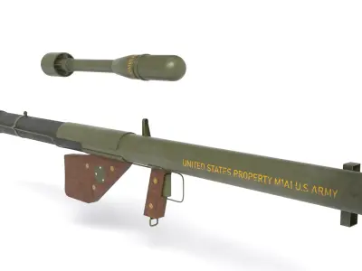 US WWII M1A1 Bazooka AntiTank Rocket Launcher Free low-poly 3D model