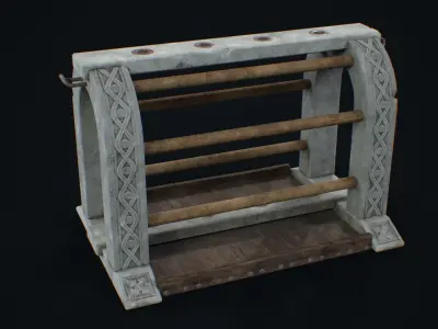 Medieval Weapon Rack -PBR- Game Ready Low-poly 3D model