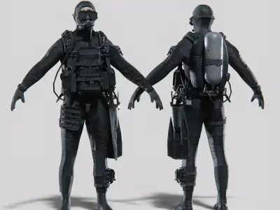 Soldier Diver suit  Low-poly 3D model