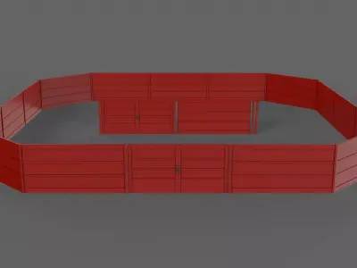 PBR Gate and Fence 2 Low-poly 3D model