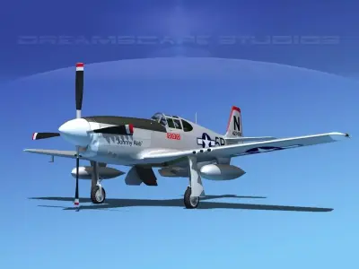 North American P-51B Mustang V08 3D model