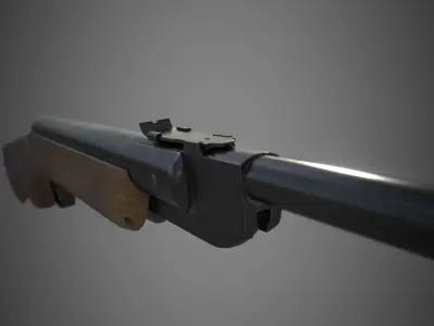 Airgun PBR wooden rifle Low-poly 3D model