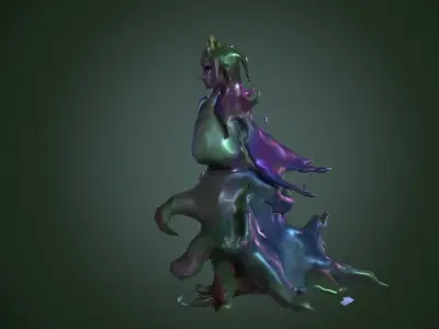 fantasy nature girl figure Low-poly 3D model