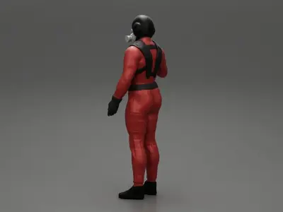 Jet pilot standing in a oxygen mask 3D print model