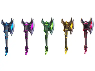 One-handed axe in the form of a guitar set1 Low-poly 3D model